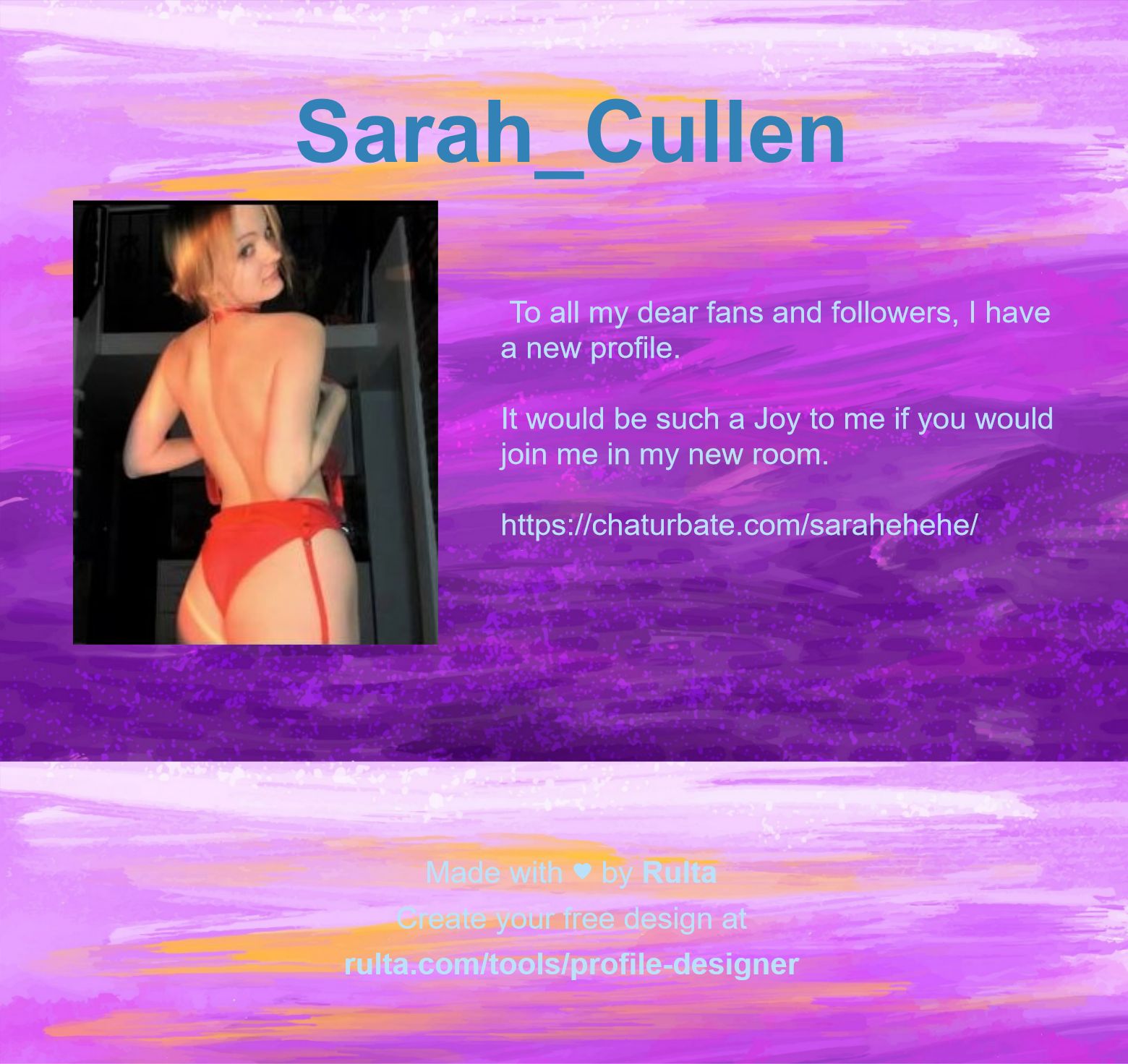 Chat with Sarah_Cullen in a Live Adult Video Chat Room Now