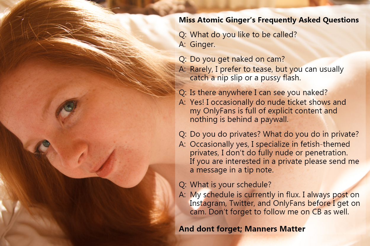 Chat with Missatomicginger in a Live Adult Video Chat Room